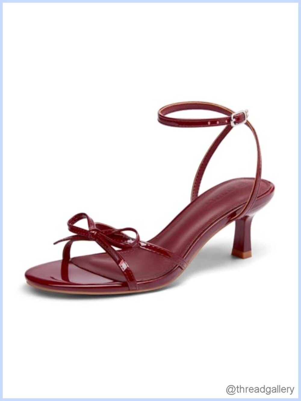 Faux Leather Kitten Heel Bow Sandals Open Toe Ankle Strap Dress Shoes